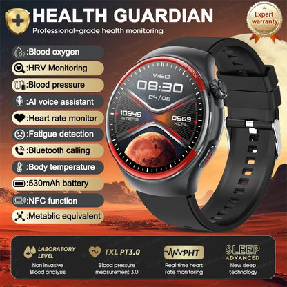2025 NEW AI Medical Diagnosis Blood glucose Smart Watch Blood pressure NFC Heart rate Bluetooth Call SOS Health Smartwatch Men