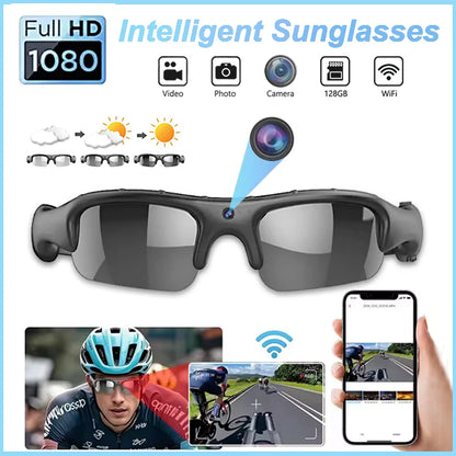 Smart Glasses WIFI 1080P Camera Outdoor Bicycle Motorcycle Security Protection Sunglasses Video Camera Polarized Lens Sports Cam