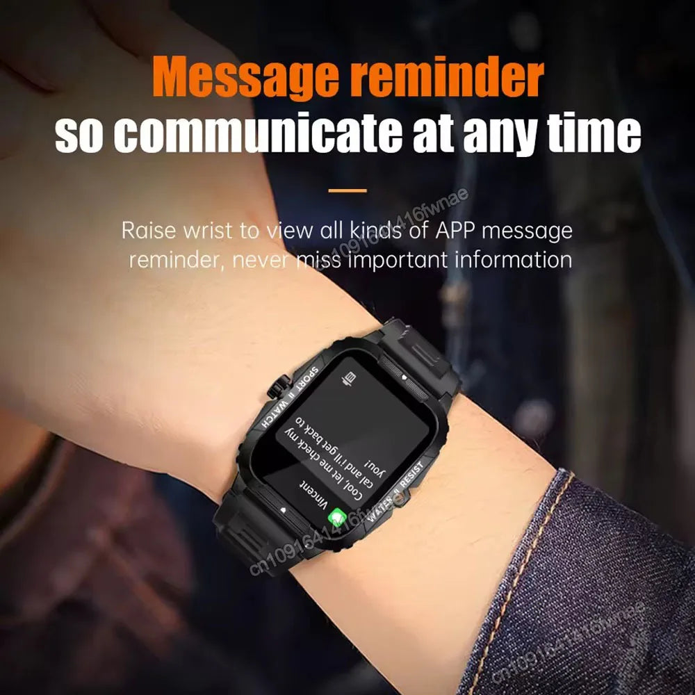 Men Sports Smart Watch 1.96'' Screen Blood Oxygen Bluetooth Talking Watch Multi Sports Modes IP68 Waterproof Outdoor Smart Watch