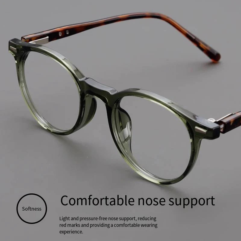 Personality Simple Round Glasses Frame Men Women Ultralight TR90 Rivet Frame Anti Blue LIight Transparent Lens Optical Eyewear