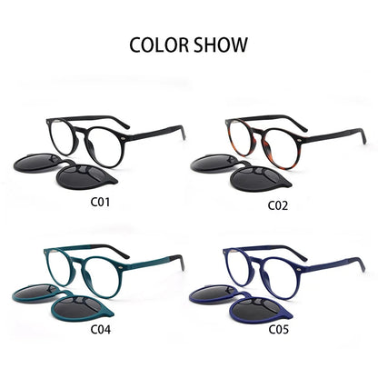 KANDREA Round Vintage Sunglasses Women Man Magnetic Glasses Clip on Brand Designer 2022 Optical Myopia Eyeglasses Frame S2034