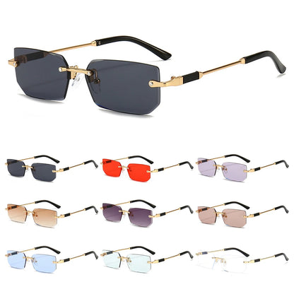 Y2K Shades Eyewear Rimless Rectangle Sunglasses for Women & Men Frameless Sun Glasses UV400 Protection Fashion Accessory