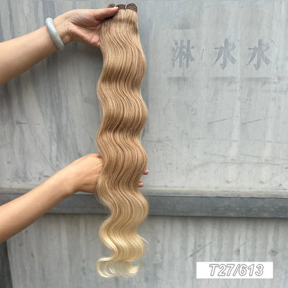 30Inches 200Grams Chocolate Ombre Brown 6# Highlight Blond 27/30/613 Bio Body Wave Hair Weave Bundles High Temperature Synthetic