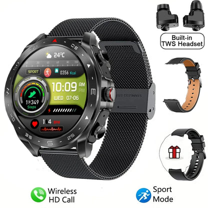 2024 TWS 2-in-1 Bluetooth Earphones Men Smart Watch Bluetooth Call GPS Motion Trajectory HIFI 9D Sound Quality Women Smartwatch