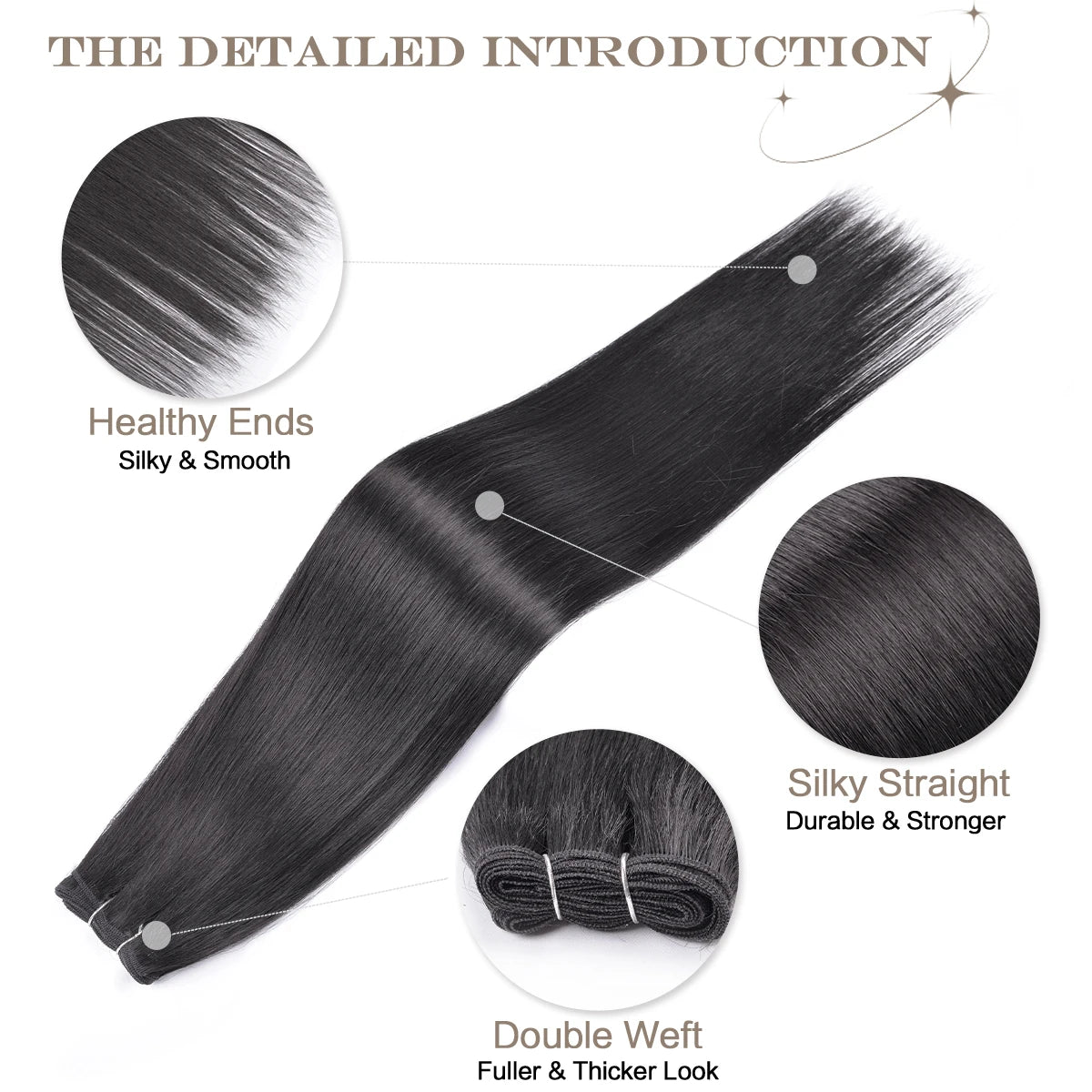 Straight Hair Extensions Synthetic Smooth Ombre Hair Weaving 26 inches brown Synthetic Straight Hair Bundles Full To End