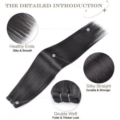 Straight Hair Extensions Synthetic Smooth Ombre Hair Weaving 26 inches brown Synthetic Straight Hair Bundles Full To End