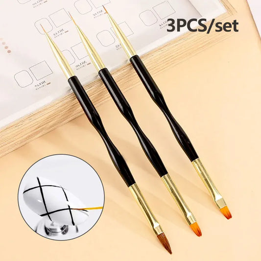 French Stripe Nail Art Liner Brush Set Dual End Painting Brushes UV Gel Tips Ultra-thin Line Drawing Pen Nail Art Tools