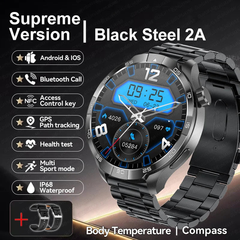 New NFC Bluetooth Call Smart Watch Men GPS Sports Fitness Watches 1.85" Heart Monitor IP68 Waterproof Smartwatch For Android IOS