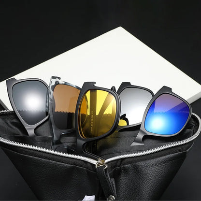 Magnetic Sunglasses Clip And Optical Glasses Frame 6 in 1 Women Men Polarized or Night Vision Multipurpose Eyeglasses  Set 2201