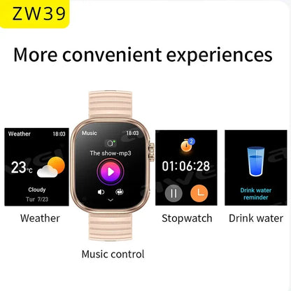 2024 Waterproof Heart Rate Fitness Blood Pressure Monitor Health Sport HD Screen Smart Watch ZW39 Smartwatch