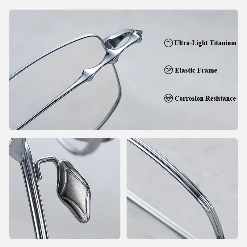 2025 Fashion Korean Titanium Glasses Frame Men Retro Square Eyeglasses Rectangular Eyewear Women Optical Lenses Prescription