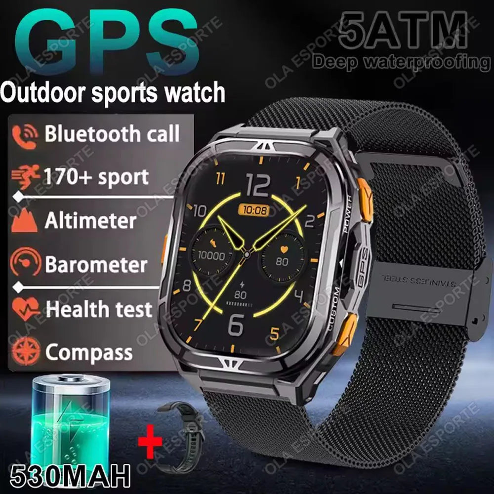X5 Amoled 5ATM GPS Waterproof SmartWatch Men Built-in Dual-band GNSS Compass Military Sports Tracker Smart Watch Men Women 2025
