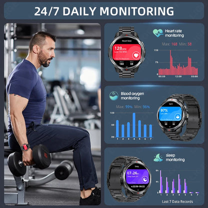 LIGE New 1100mAh Large Capacity Battery Smart Watch Men Sports LED Flashlight Compass 3ATM Waterproof Bluetooth Call Smartwatch