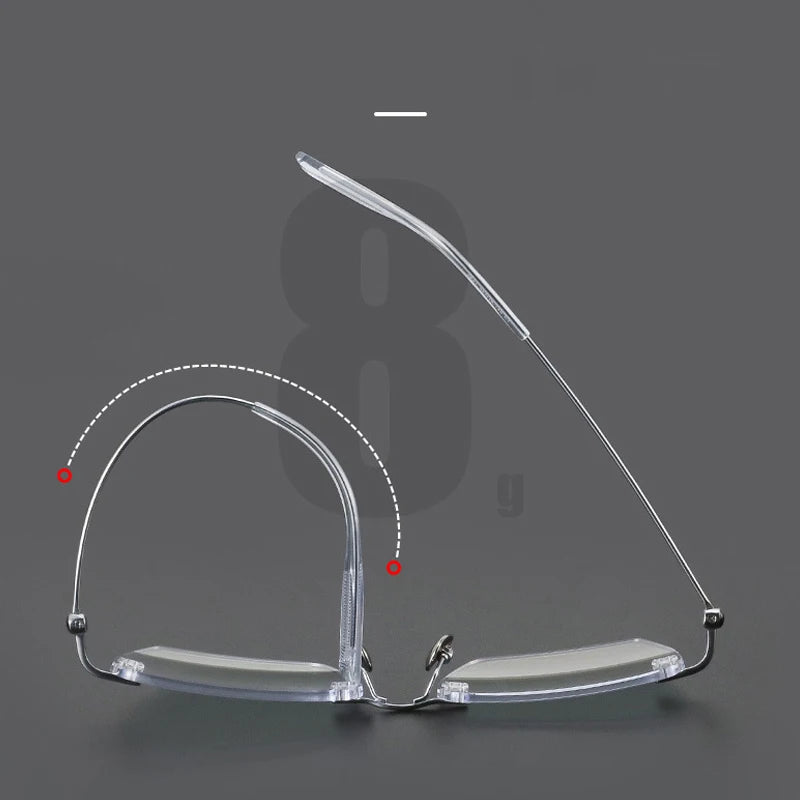 Fashion Rimless Business Eyewear Ultra Light Pure Titanium Spectacle Big Size Luxur Glasses Men Optical Prescription Eyeglasses