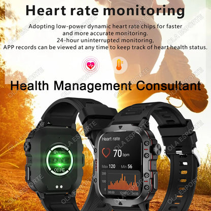 2025 Military Smartwatch GPS Men Flashlight Waterproof Outdoor Sport Tracker HD Bluetooth Calls Smart Watch New For Android IOS