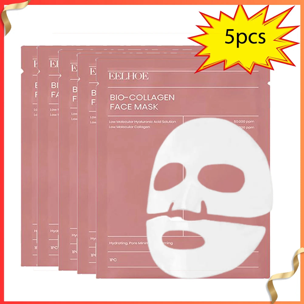 5pcs Bio-Collagen Face Mask Deep Moisturizing  Hydrating Overnight Hydrogel Facial Mask VC Whitening Anti aging Skincare