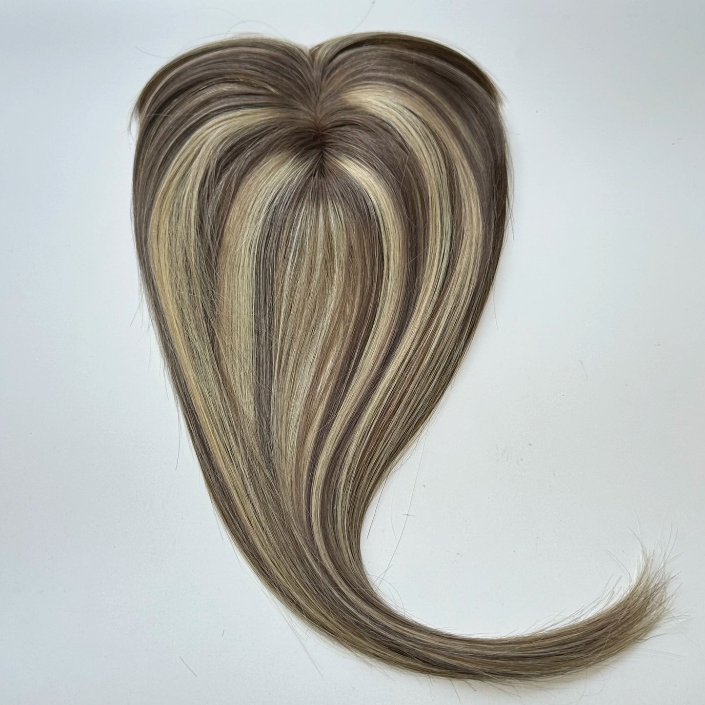 Hair Topper With Bangs Women 100% Human Hair Wigs Clip In Hairpieces Blonde Natural Straight Hair Topper Silk Base 35cm