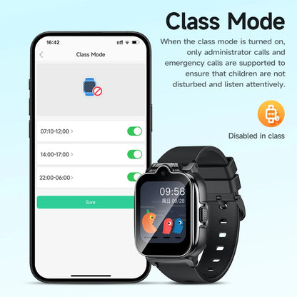 HOCO 1.6inch 2.5D HD Touch Screen 4G Children Phone Watch LBS GPS WIFI Positioning Kid Smart Watch Support GSM WCDMA FDD Network