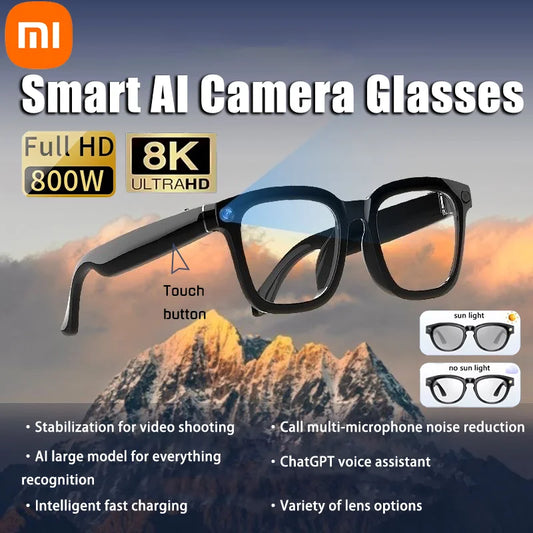 Xiaomi 8K HD AI Smart Camera Glasses With Long-lasting Battery Voice Assistant Control Calling Music Outdoor Photo-grey Glasses