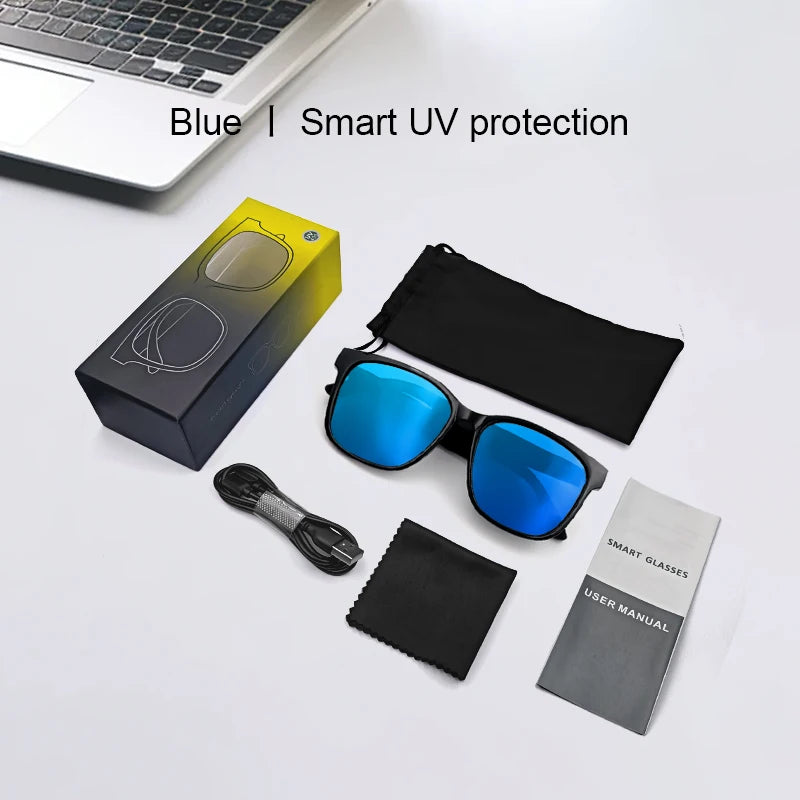 GS08 Smart Glasses AI Voice Asisstant Music Calling Noise Reduction Anti-blue BT TWS Glasses UV400 Protection Men Women Sticker