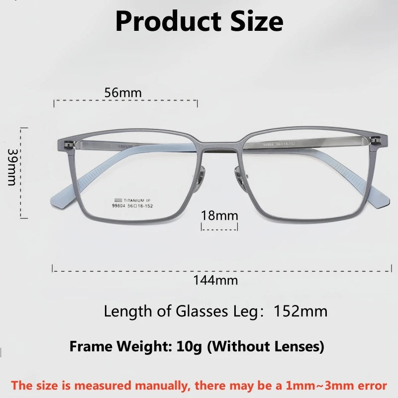 TFTB Ultra-light Pure Titanium Men's Square Eyewear Business Fashion Aluminum Magnesium Optical Prescription Glasses Frame 144mm