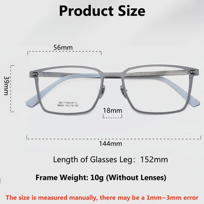 TFTB Ultra-light Pure Titanium Men's Square Eyewear Business Fashion Aluminum Magnesium Optical Prescription Glasses Frame 144mm