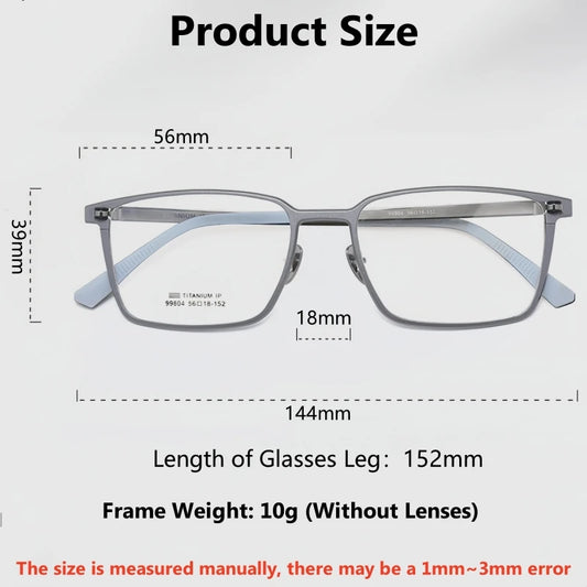 TFTB Ultra-light Pure Titanium Men's Square Eyewear Business Fashion Aluminum Magnesium Optical Prescription Glasses Frame 144mm