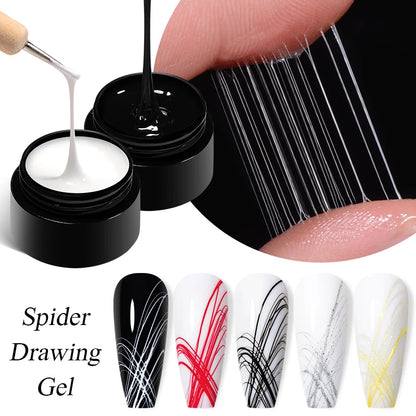 Spider Wire Drawing Gel Nail Polish Black White Spider Web Gel Nail Art Design Painting Liner Gel Semi Permanent Nails Varnish