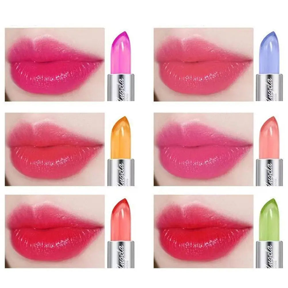 6-Color Moisturizing Aloe Vera Jelly Color Changing Lipstick Lasting Nutritious Lip Balm Gentle Magic Temperature Color Change
