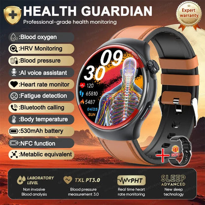 2025 NEW AI Medical Diagnosis Blood glucose Smart Watch Blood pressure NFC Heart rate Bluetooth Call SOS Health Smartwatch Men