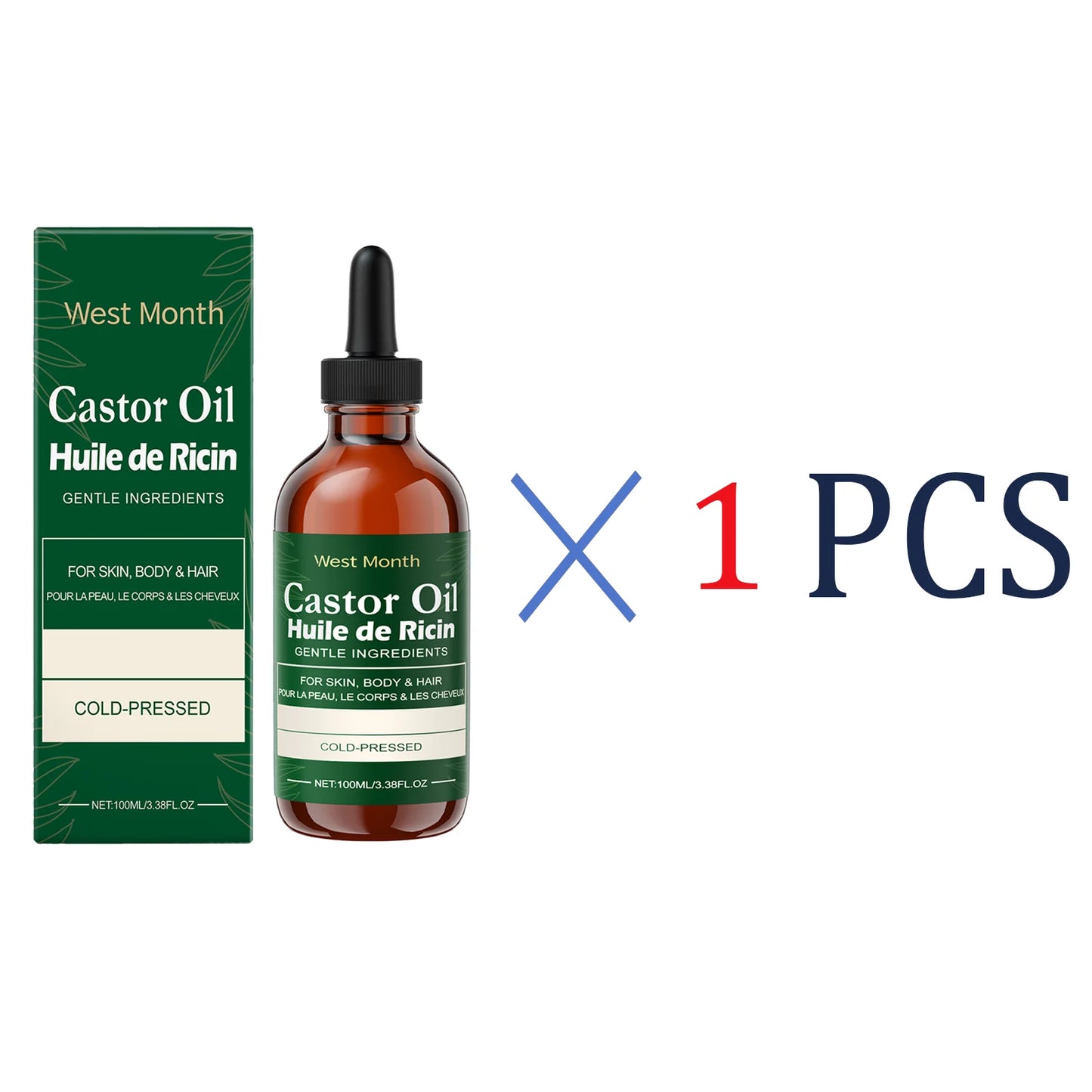 WEST MONTH 100ml Castor Essence Oil Multi-Effect Care Nourishes Eyelashes Moisturizes Hair Hydrates The Skin Long-Lasting Gentle