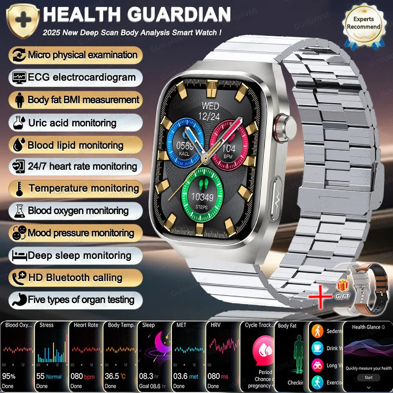 2025 New For Xiaomi Iatrology Grade Organ monitor Smart Watch Men ECG+PPG Uric Acid BP Blood Fat BT Call Sports Health Watches