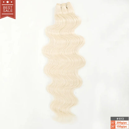 Magicae Blond 27/613 Highlight Ombre Brown High Temperature Synthetic Body Wave Ponytail 30Inch 200g Hair Extensions Wavy Bundle