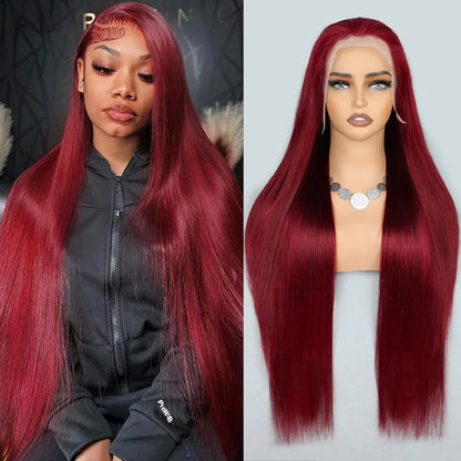 30 Inch 13x4 Lace Front Wig Human Hair Bone Straight Brown Colored Burgundy hd Transparent Lace Frontal Wigs Clearance Sale