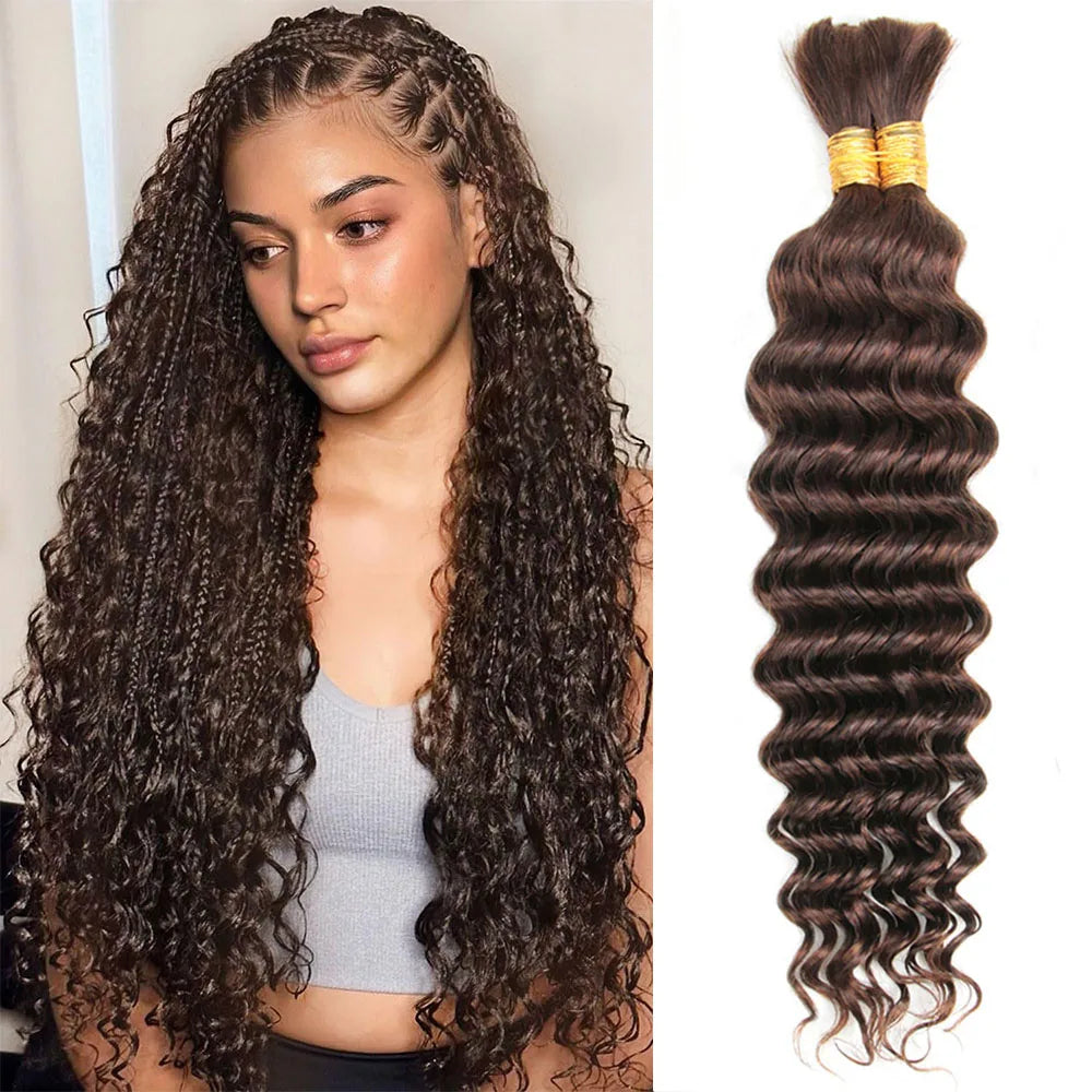 Deep Wave Bulk 100% Human Hair Braiding Blonde Ginger Curly Brazilian Hair for Human Hair Extensions for Micro Braiding No Weft