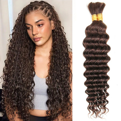 Deep Wave Bulk 100% Human Hair Braiding Blonde Ginger Curly Brazilian Hair for Human Hair Extensions for Micro Braiding No Weft