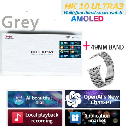New Origina HK10 ULTRA 3 Smartwatch Men 4G ROM ChatGPT NFC Compass HK9 ULTRA2 MAX Upgrade Watches Sports BT Call Smart Watch Men