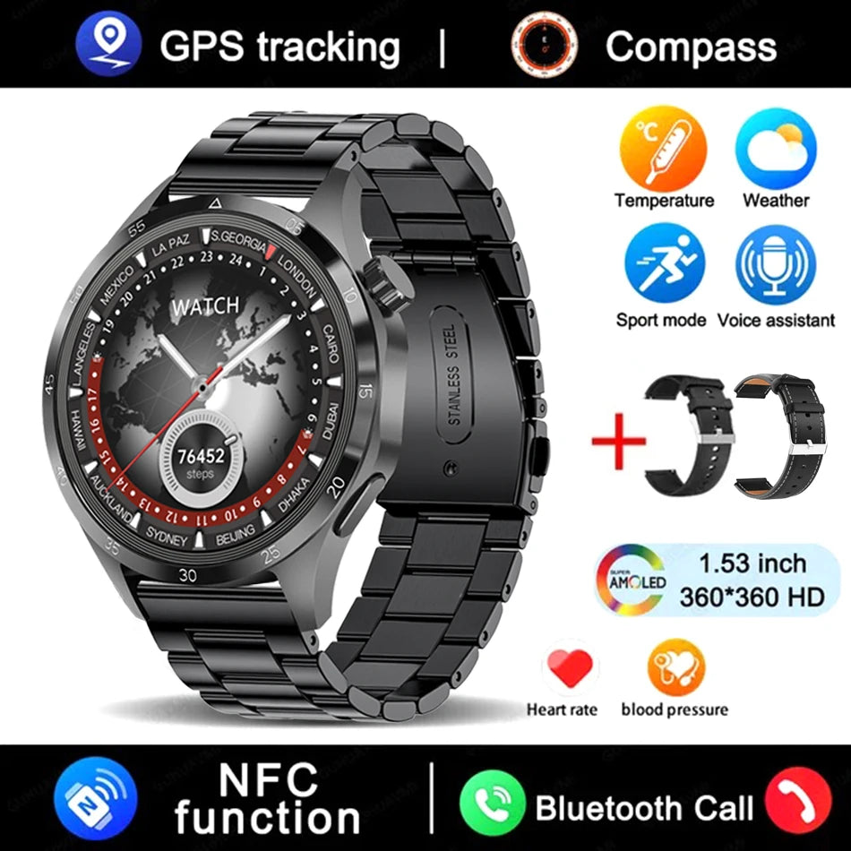 Smart Watch Men Watch 4 Pro AMOLED HD Screen Bluetooth Call NFC Health Monitoring Smartwatch 2024 New Watch GT4Pro