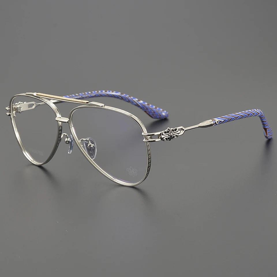 New Fashionable Large Frame Pilot Eyeglasses Frame Titanium Luxury Men's and Women's High Quality Optical Prescription Glasses