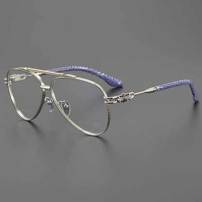 New Fashionable Large Frame Pilot Eyeglasses Frame Titanium Luxury Men's and Women's High Quality Optical Prescription Glasses