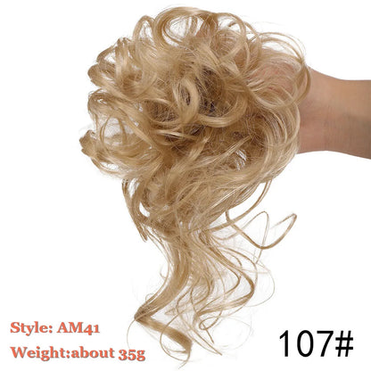 Synthetic Hair Bun Messy Scrunchies Hairpiece Elastic Chignon With Elastic For Women Donut Bun Ponytails Blonde Black Brown