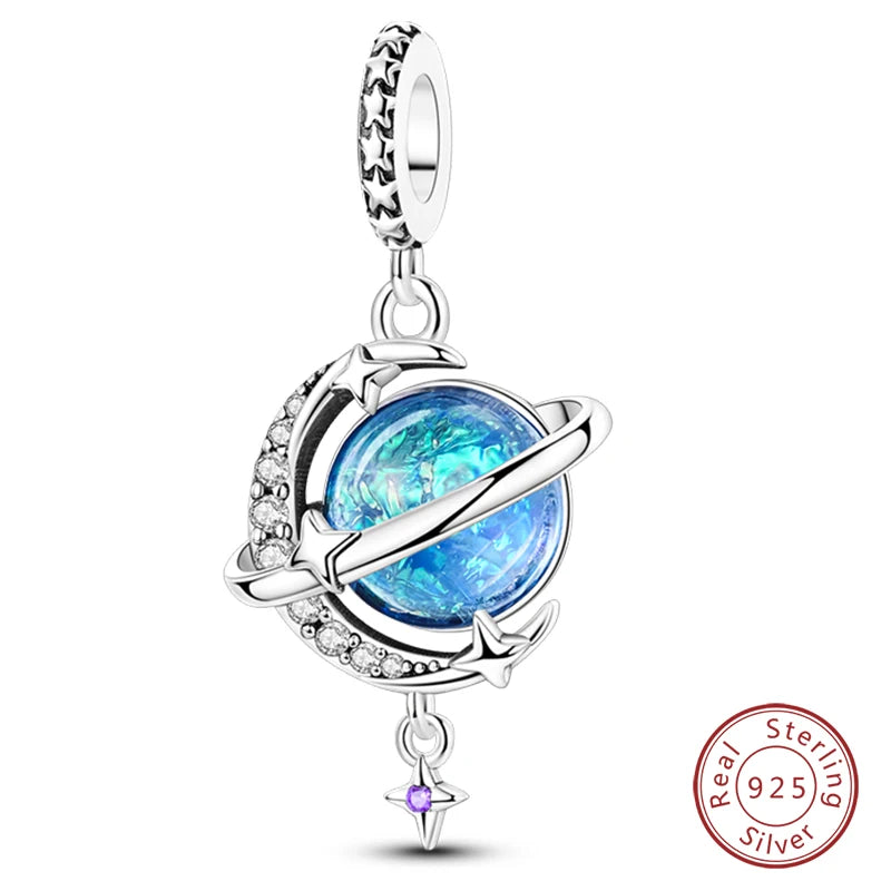 925 Sterling Silver Blue Purple Butterfly Perfume Bottle Starry Sky Hot Air Balloon Charms Beads Fit DIY S925 Bracelets Jewelry