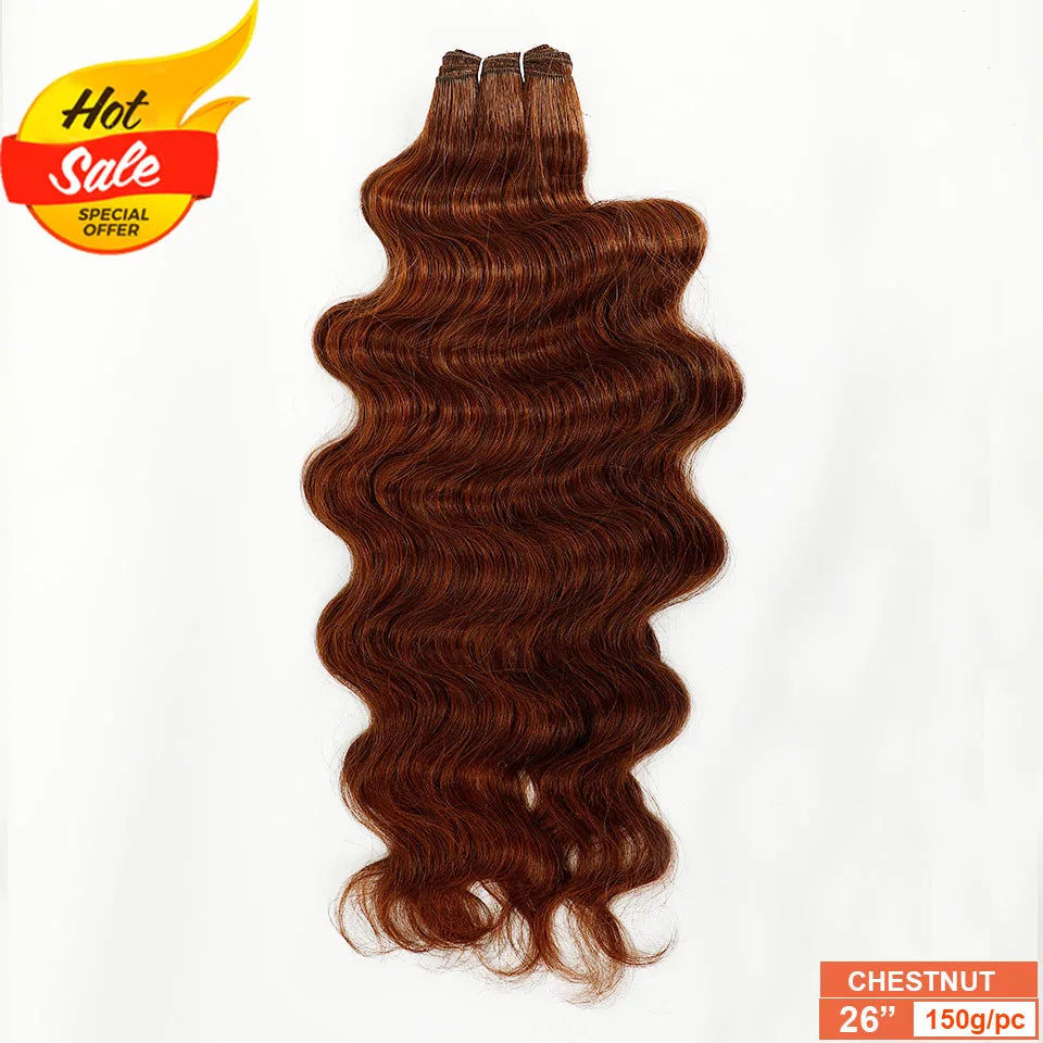 Magicae Blond 27/613 White60# 30Inches 200g High Temperature Synthetic Hair Extension Long Body Wave Hair Weave Bundle Highlight