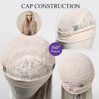 Blonde Synthetic Headband Wigs Long Water Wavy Wig for Women Daily Party Heat Resistant Fiber Natural Looking Realistic Hair