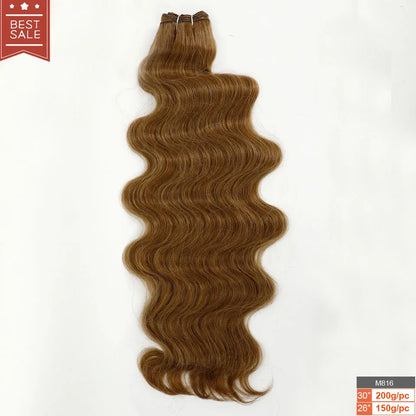 Magicae 30Inches 200 Grams Long Synthetic Hair Weave Ombre 27/ 613 Blond Brown Hair Extensions Body Wave Ponytail Hair Bundles