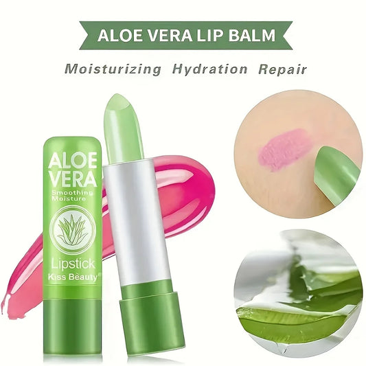 Aloe Vera Color Changing Lipstick Long Lasting Lip Make-up for Women Moisturizing Waterproof Lip Care Plumper Tinted Lip Gloss