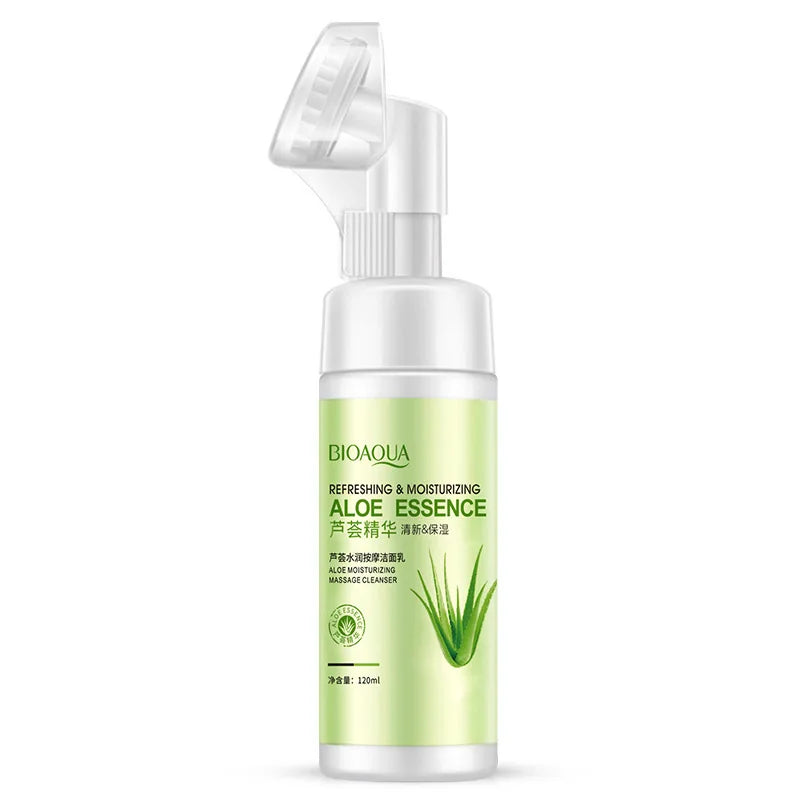 BIOAQUA Moisturizing Aloe Vera Massage Cleansing Foam Anti Wrinkle  Gentle Care Deap Clean Facial Cleanser 120ml