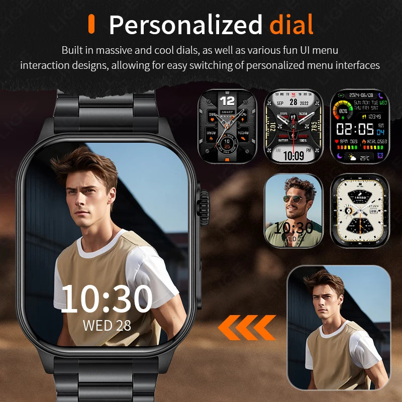 2025 New 2.01 Outdoor Military Man Smart Watch Men Bluetooth Call Smartwatch Men For Android IOS IP68 Waterproof Ftiness Watches
