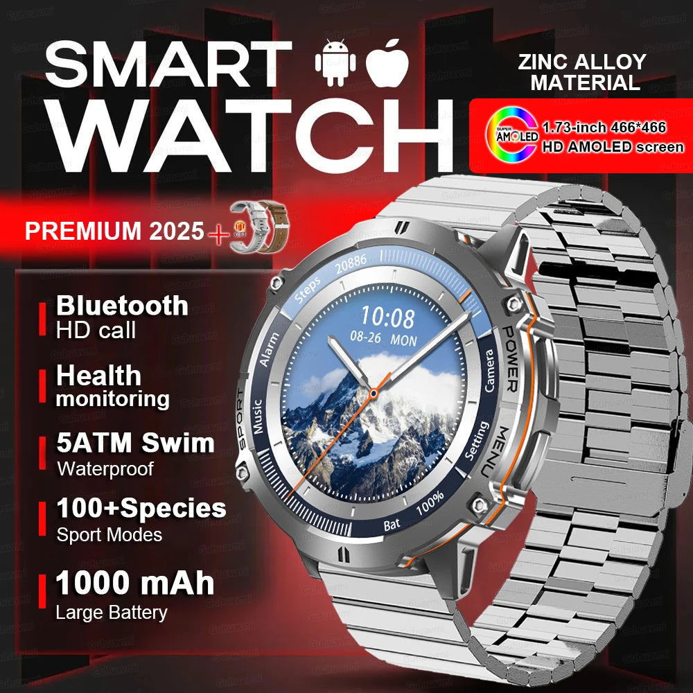 2025 New Military T-Rex 3 Bluetooth Call Smart Watch GPS Compass Barometric Altimeter 10ATM Waterproof Sports Smartwatches Men