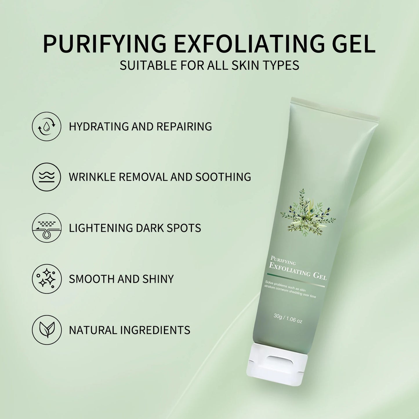 Purifying Exfoliating Gel 300g - Gentle Face Scrub for Dead Skin Removal, Brightening & Hydrating, Improves Skin Texture